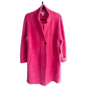 Hot pink Cherie Collette fuzzy long cardigan size L